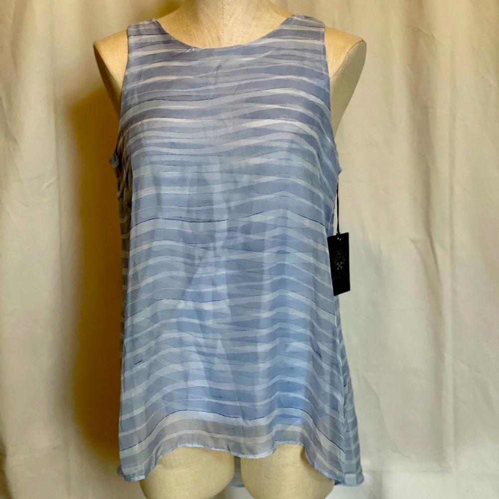 NWT Vince Camuto blue sleeveless flowy shirt hilo